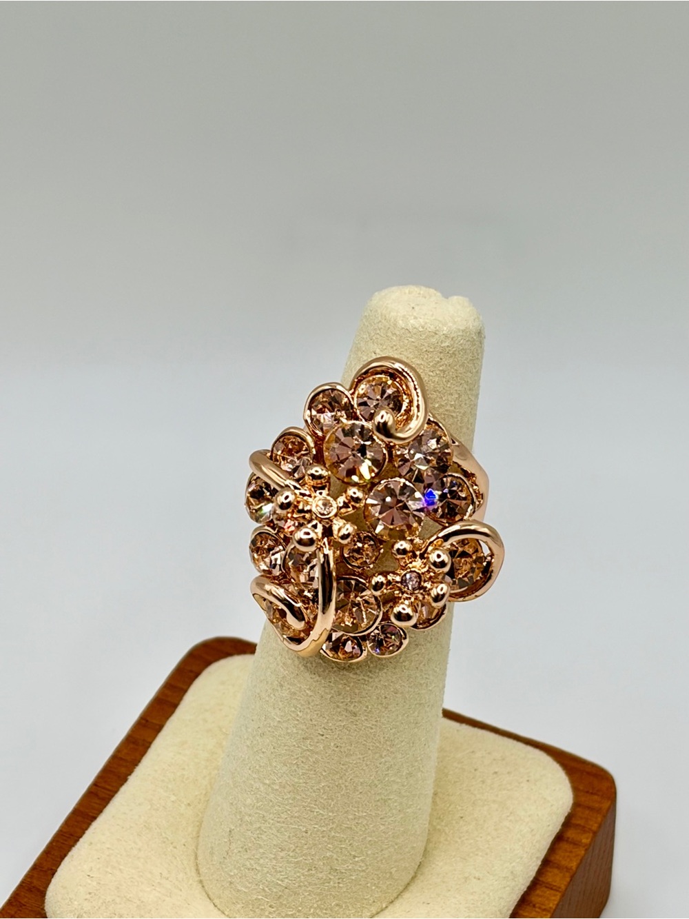 Camille Lucie Floral Rose Gold CZ Stone Statement Ring - Picture 4 of 6
